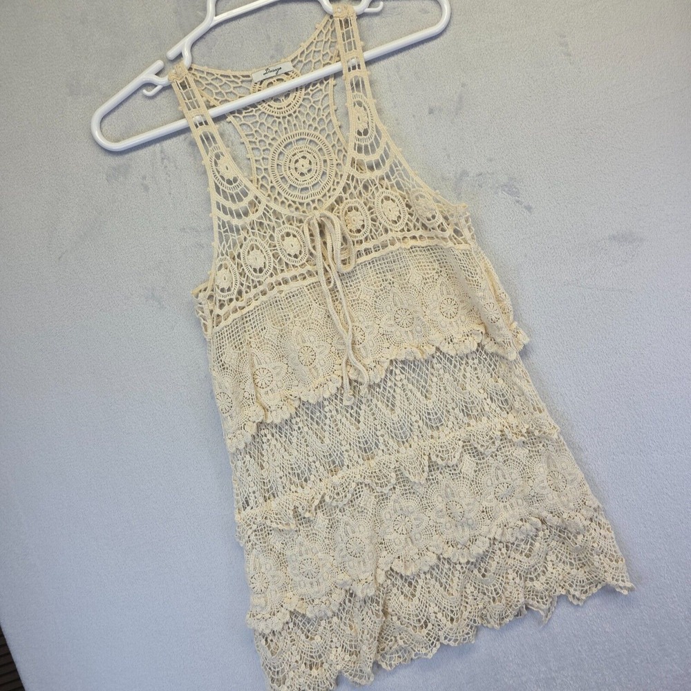 Dasayo Crochet Dress One Size Tiered Sheer Festival Western Cottage Coquette